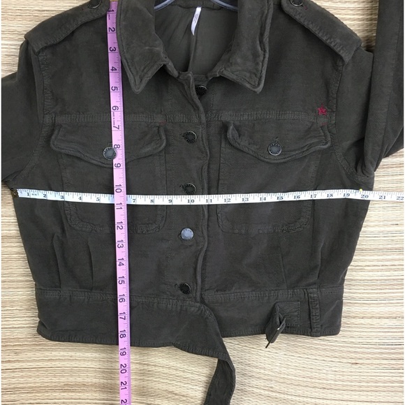 Free People Everlyn Velvet Cotton Blend Cropped Jacket in Moss/Dark Olive Size S - Picture 13 of 13